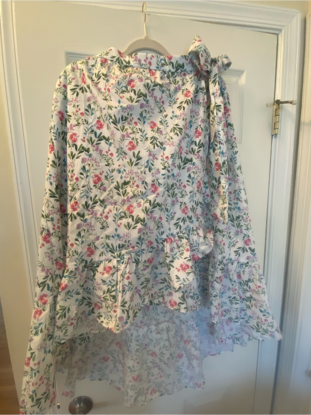 J. Crew White Maxi Skirt with Pink, Green & Lavender Floral